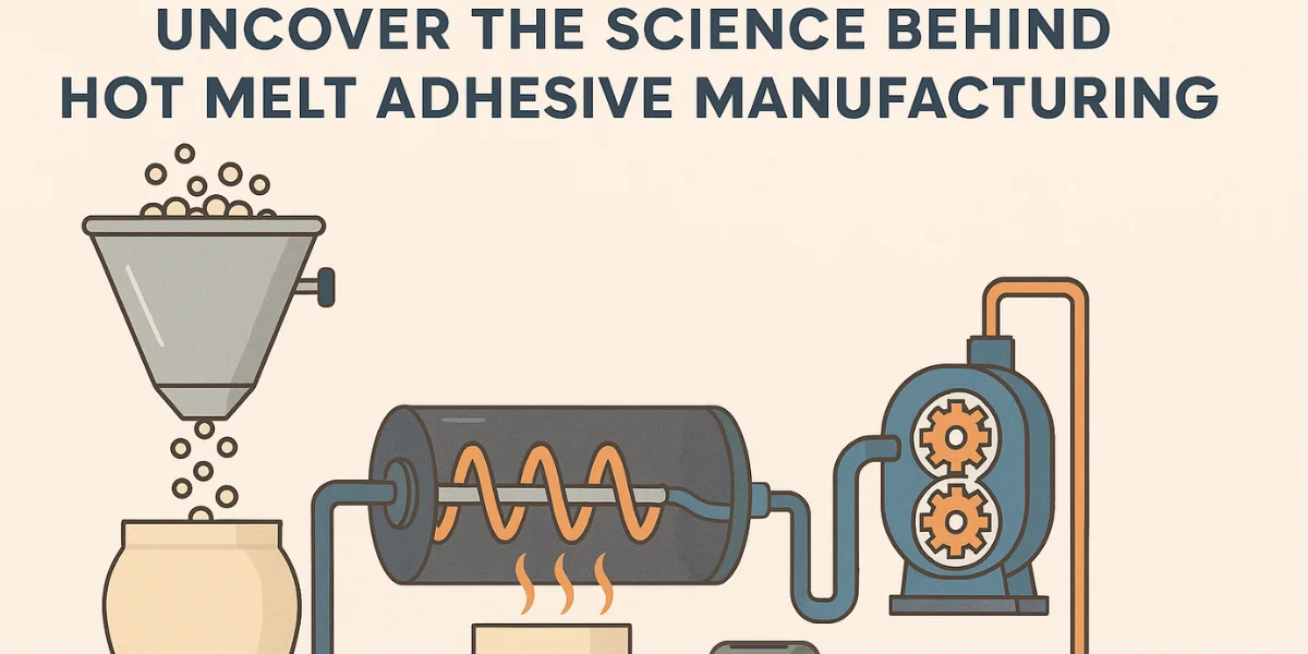 hot melt adhesive manufacturing process, industrial hot melt adhesive production, adhesive blending and packaging process, eco friendly hot melt adhesive plant, industrial adhesive application in packaging, automotive and textile adhesive uses, hot melt adhesive formulation process, adhesive manufacturing machinery