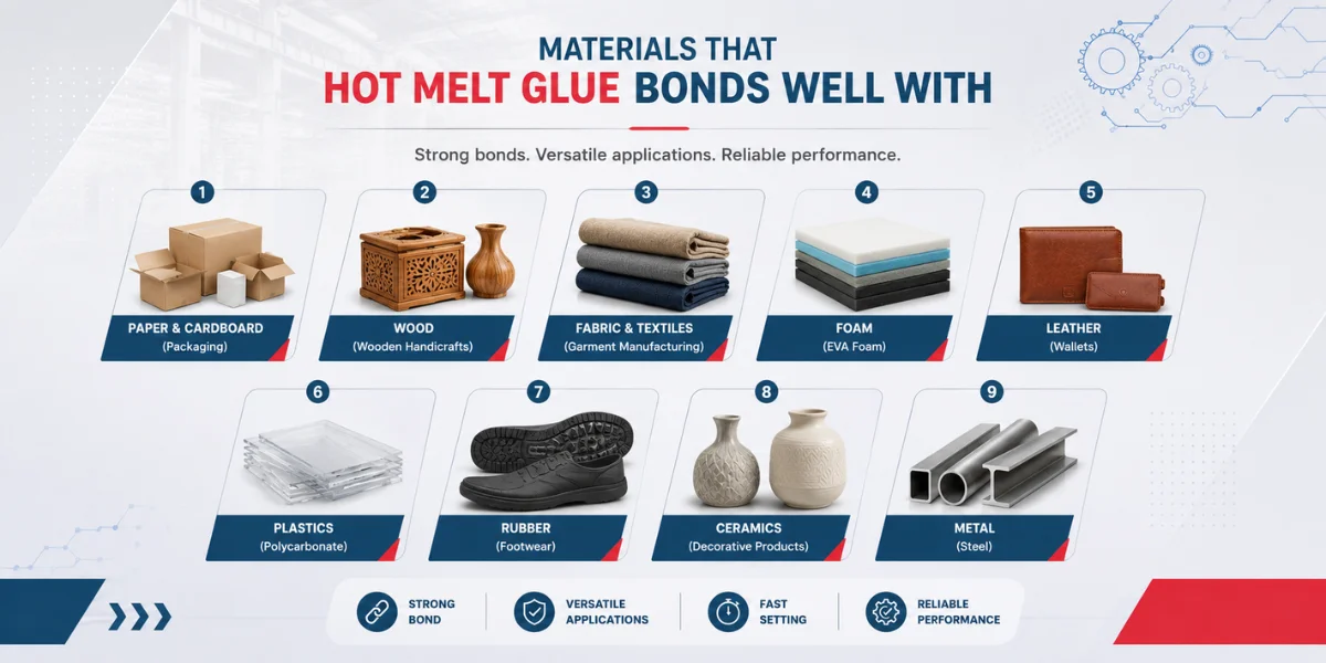 What Materials Does Hot Melt Glue Bond Well With, Mahisa Packaging, Hot Melt Glue Bonding, Glue usages